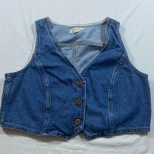 Madewell Denim Vest Women’s 10 Jean Vest button down V neck 3 metal buttons